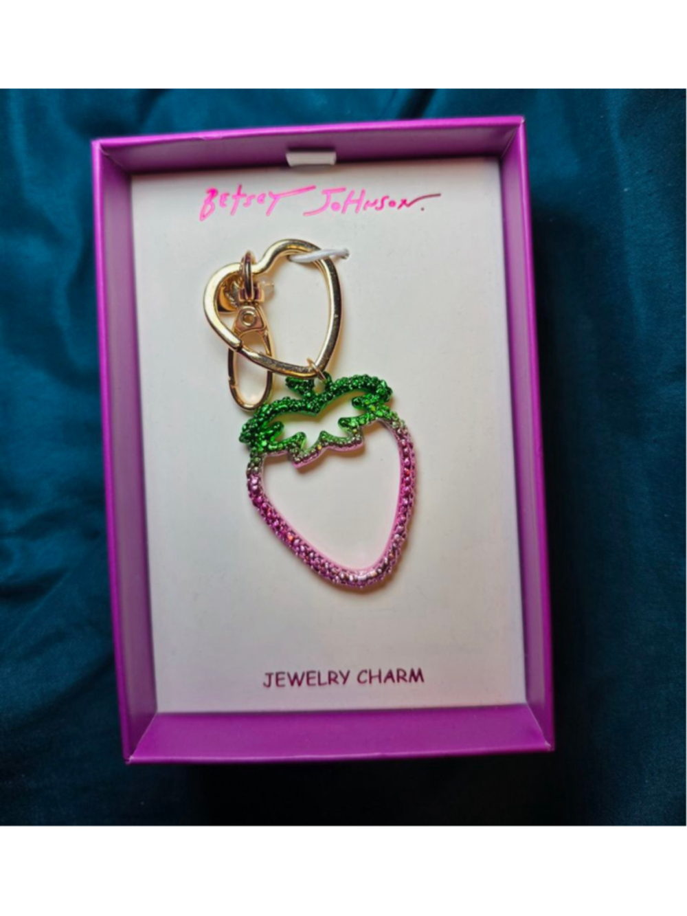 Betsey Johnson Strawberry Charm One Size Pink Green